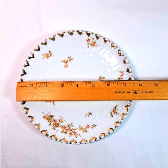 Vintage 1928-1932 Silesien Germany Porcelain Plate White Floral Gold Trim - Picture 9 of 9
